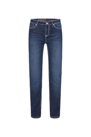 Джинси жіночі SOCCX Regular Fit: зручний стрейч-денім, прямі штанини, середньої посадки, Dark Vintage Used 27W/32L