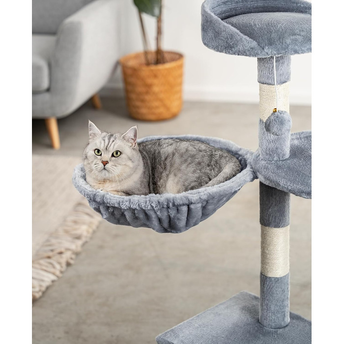 Крісло-гніздо для кота з м'якого плюшу на котячий будиночок/крізьбаг, Ø 40 см, 25 см глибина, м'яке ліжко для котів з металевим кріпленням M8, підходить для котів будь-якого розміру, (глибина 15 см, світло-сірий)