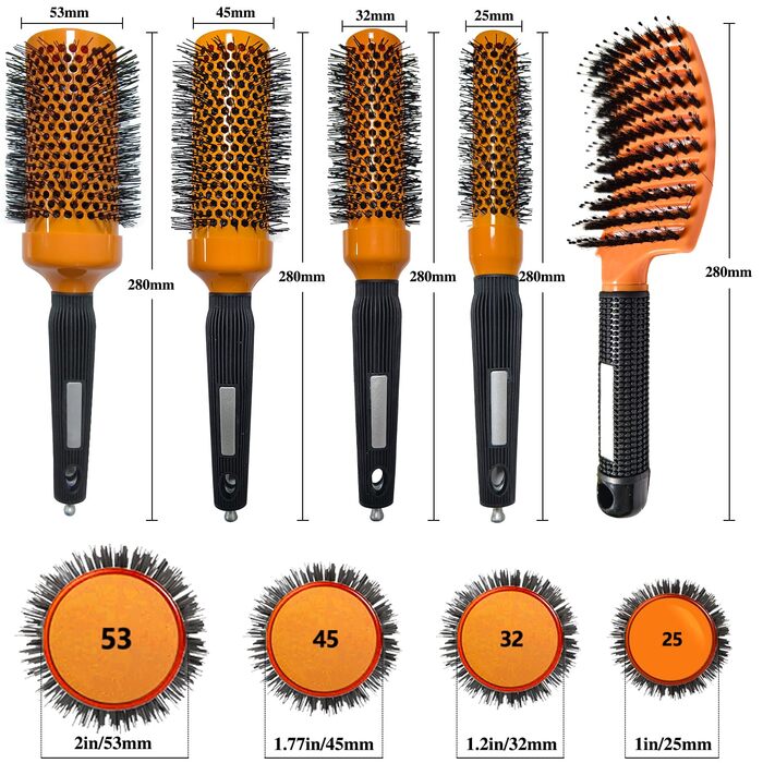 Набір для укладки волосся Haar: Кругла щітка для волосся з нейлоновим та кабановим щетиною, керамічна, антистатична, для салонного використання