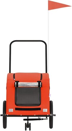 Фургон для собак VidaXL - переносний, з прапором та світловідбивачами, до 30 кг, Oxford-Gewebe, 63.5 x 124.5 x 66 см, Оранжевий