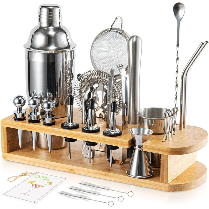 Stainless Steel Cocktail Shaker Set - Professional Mixology Bar Set for Home, Bar & Parties - Includes 26oz Schuster Shaker