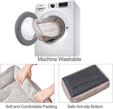 Крісло-лежанка для собак та котів Joyelf, миюче, заспокійливе, анти-стрес, м'яке, плюшеве, для цуценят, кошенят та маленьких собак, прямокутне (81x58 см, колір кава)