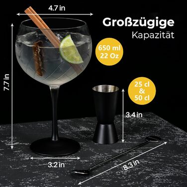 Набір Gin Tonic Glass Miamio Crystaluna (2 шт.) 650 мл: келихи для джину та коктейлів + мірний стакан та ложка
