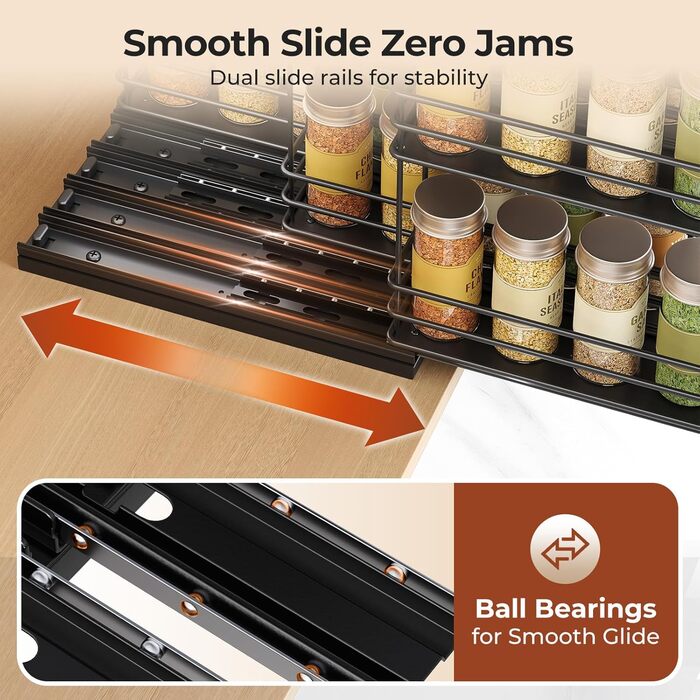 Організатор для спецій Orimade, висувна полиця для спецій, 3 шт. Чорний колір