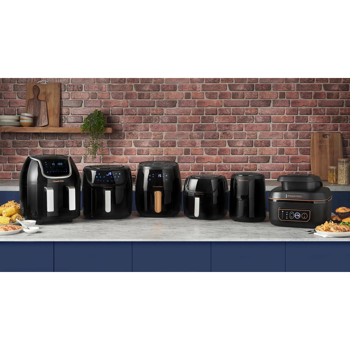 Фритюрниця електрична Russell Hobbs подвійна 8.5л з технологією Rapid Air Fryer, 8 програм, сенсорний екран, кошики 4.25л, посудомийна безпека 27290-56S