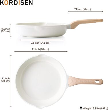 Сковорода Kordisen з антипригарним покриттям з граніту, 28 см, сумісна з індукцією, без PFOA