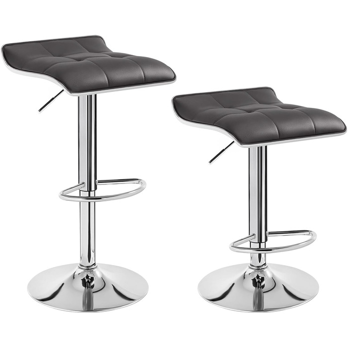 WOLTU Adjustable Bar Stools 2-Pack - Metal Frame, 360° Swivel, Footrest, Faux Leather - Perfect for Bar, Kitchen, Counter, Cafe