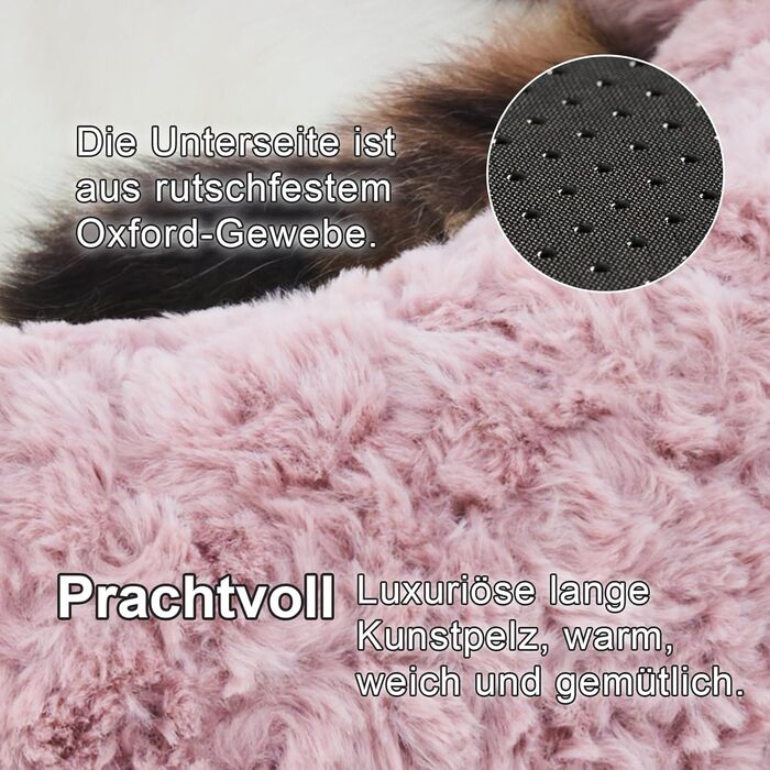 Jiupety Pet Round Dog Bed in Paw Shape, Soothing Donut Dog Bed, Faux Fur Cat Bed, Medium Size. The diameter is 56cm, comfortable and soft, machine washable (L 66 cm x W 66 cm x H 20 cm, Violet).