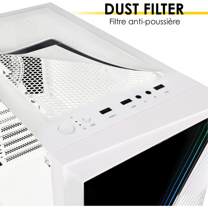 Корпус для ПК Empire Gaming Gamer Crystal ARGB – Білий, середній Tower ATX/Micro ATX/ITX з 3D-дзеркальним ефектом та RGB підсвічуванням