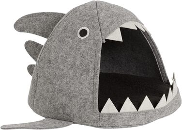 Хатинка для кота з фетру Hausleben, ліжко-печера для тварин, тепле гніздо з веселим дизайном у вигляді акули