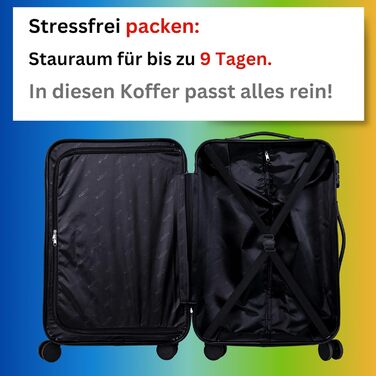 Валіза NOWI з жорстким корпусом, середнього розміру, 68L, 8 коліс, 360°, ABS, з кодовим замком та телескопічною ручкою – для подорожей, ручної поклажі, середній розмір, Trolley