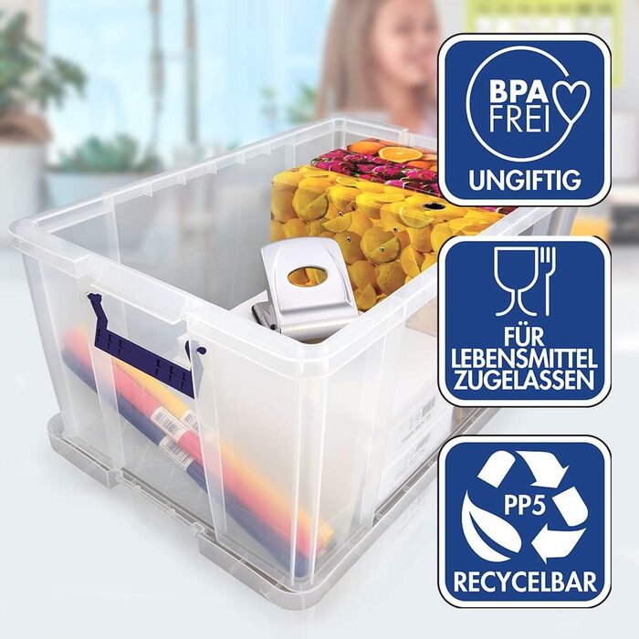 Велика пластикова коробка для зберігання з кришкою BANKERS BOX ProStore 70 л, 30×58×38,5 см