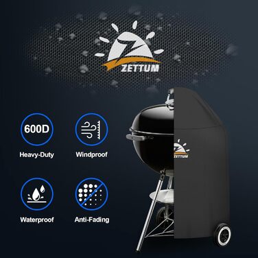 Чохол для гриля Zettum 600D Oxford, водонепроникний, для круглих вугільних барбекю Weber 57 см (63x88 см), важкий PU, захисна накидка для гриля Master Touch