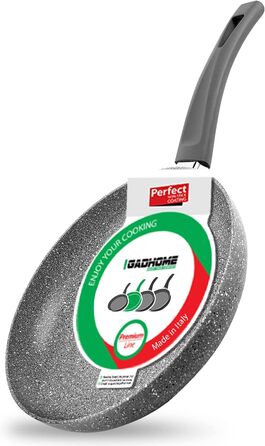 Сковорода антипригарна GadHome 20 см, чорна | Для індукційної плити | Алюмінієва сковорода з ергономічною ручкою | Без PFOA для здорового приготування їжі | Можна мити в посудомийній машині