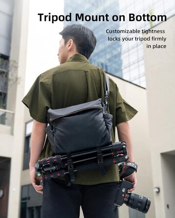 Чорна сумка-переноска для камери LLANO: DSLR/беззеркальні камери, 1 камера, 2 об'єктиви, аксесуари