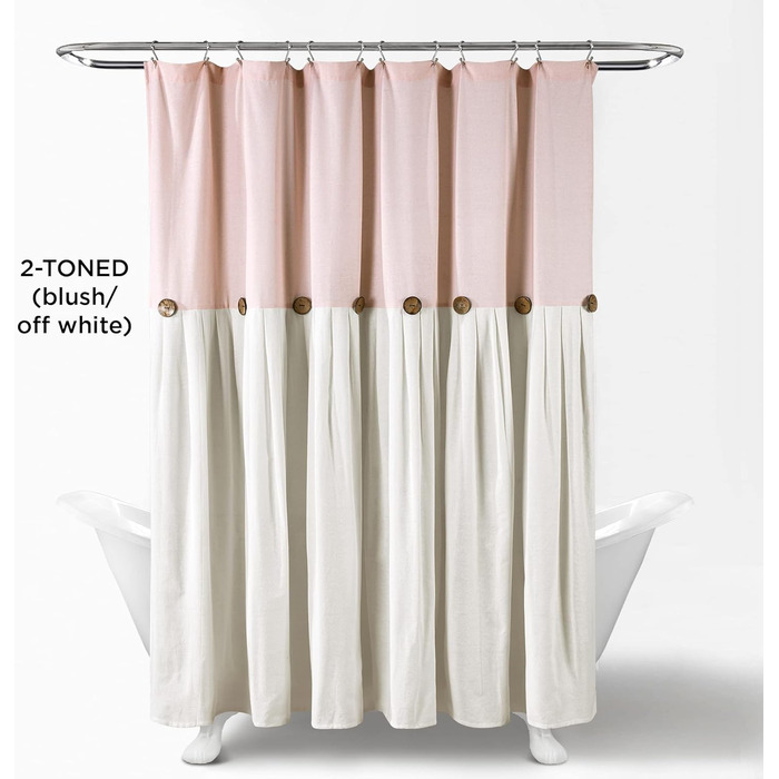 Шторка для душу Lush Decor з льону, 183 x 183 см, сірий та білий (Blush & White)