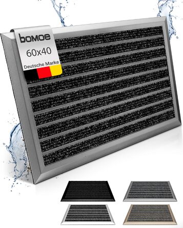 Килимок для входу зовнішній Bomoe 40x60 см, антиковзкий, нержавіюча сталь, сірий металік
