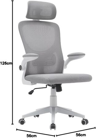 Офісне крісло BAKAJI, сірий, сітка нейлон (56 x 116-126 см)