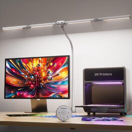 Лампа настільна EYOCEAN з 4 джерелами світла, 24W, 100см, денне світло, з пультом, регульована яскравість, для офісу та дому, захист очей, з шийним гнучким кріпленням