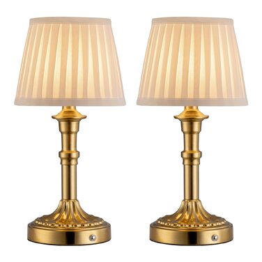 Настільна LED лампа бездротова з акумулятором, диммер сенсорний, бронзова, 2 шт. для вітальні, спальні, ванної