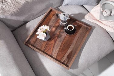 Large Makassar Tablet 50cm Sheesham Smoke Finish Serving Tray Wooden Tray Serving Table Bed Table