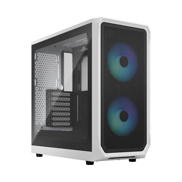 Корпус для ПК Fractal Design Focus 2 Black з темним склом, сітчаста передня панель, 2 вентилятори 140 мм (RGB White)