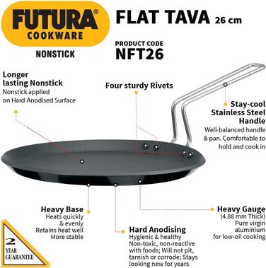Гриль-плита HAWKINS Futura 25,4 см, антипригарна, з нержавіючою ручкою, чорна