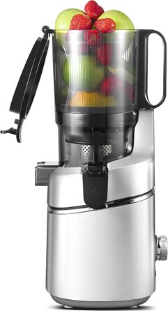 Соковижималка AMZCHEF 250 Вт автоматична, шнекова, з широкою горловиною 135 мм і резервуаром 1,8 л для овочів і фруктів, трійний фільтр, тиха, срібляста