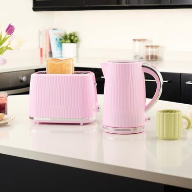 Тостер Russell Hobbs Eden з 2-ма відділеннями, 6 рівнів підсмажування, підігрів, розморожування, стоп-функція, крихтозбірник, підставка для бургерів, 27374-56 (полуниця)