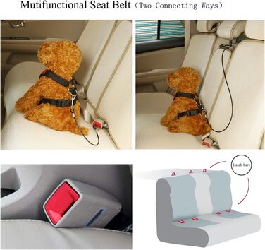 Автомобільний ремінь безпеки для собак Mogoko Kaufester: не гризеться, з нержавіючої сталі, з подвійним кріпленням та фіксатором (40,6 см, 16 дюймів)