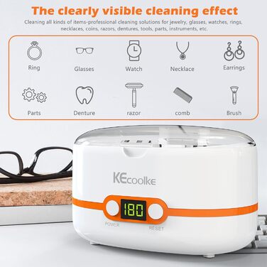 Ультразвукова мийка KECOOLKE 600 мл з цифровим таймером для прикрас, ювелірних виробів, монет та окулярів