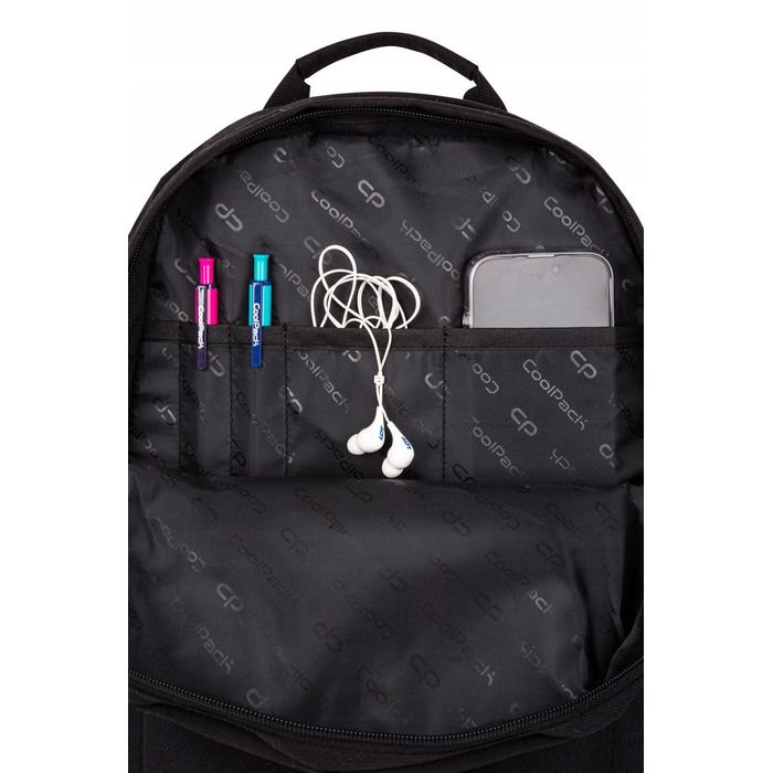 Багатовідсіковий шкільний рюкзак CoolPack, чорний з жовтими та золотистими акцентами, 27 л