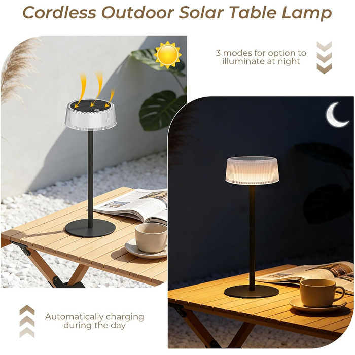 Світлодіодний акумуляторний настільний світильник Lacasa Solar 2 шт, димується, водонепроникний IP67, для дому, саду, спальні