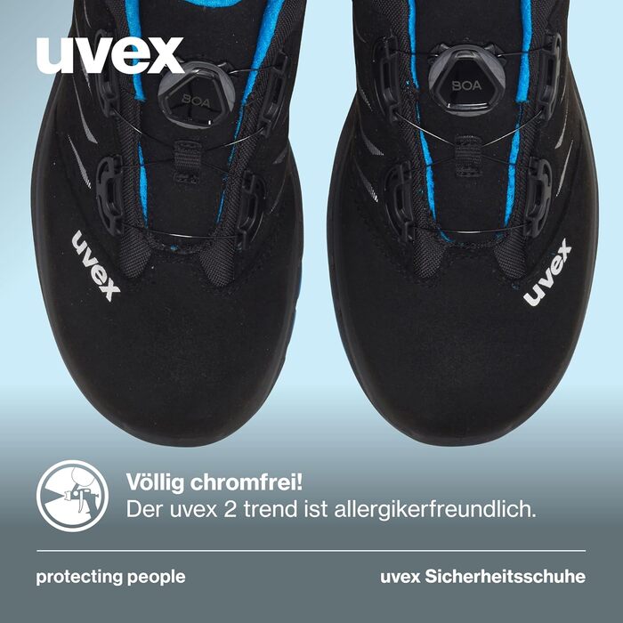 Черевики робочі Uvex 2 Trend з системою BOA Fit, S1 P SRC, для чоловіків, чорно-сині, 45 розмір