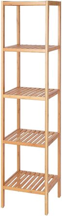 Dibea Bathroom Shelf with 5 Shelves, Living Room Shelf, Standing Shelf, Bamboo Shelf, Bathroom Shelf, Book Shelf, Corner Shelf, Kitchen Shelf, 33x33x146 cm, natural color, Natural