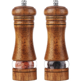 Механічна соляна млинка Pfeffermühle з дерева, набір 2 шт. з керамічним жорном, регулювання помелу, висота 16,5 см, ретро, XL