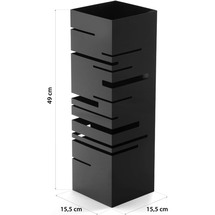 Versa Stripes Modern Umbrella Stand - Metal, Black - Entryway, Hallway, Room Organizer