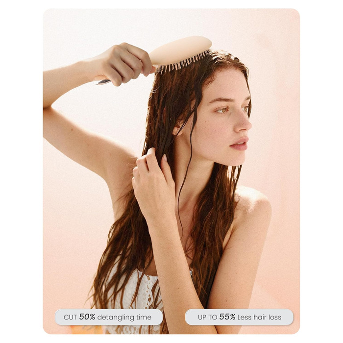 Щітка для волосся AIMIKE без пошкоджень, розпушувач з м'якими щетинками, безболісна розпушувальна щітка для складних вузлів, особливо делікатна до тонкого волосся, ідеальна для догляду за шкірою голови та масажу. Подушковий масажер LuxeSilk