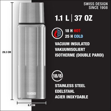 SIGG - Insulated Drinking Bottle - Thermos Flask Gemstone IBT - With Cup - Leak-Proof - Featherlight - BPA-Free - 18/8 Stainless Steel - 0.5L / 0.75L / 1.1L