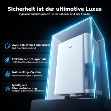 Електричний осушувач повітря AEOCKY 20L/день, 40м², з відведенням води, для підвалу, пральні, спальні, ванної кімнати, білий