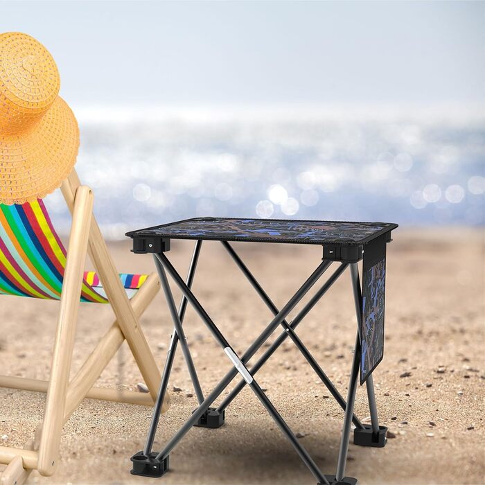 Складний туристичний стілець Aiwoxing: компактний, портативний, для кемпінгу, відпочинку на природі, риболовлі, саду та BBQ. Колір: блакитний, камуфляж.