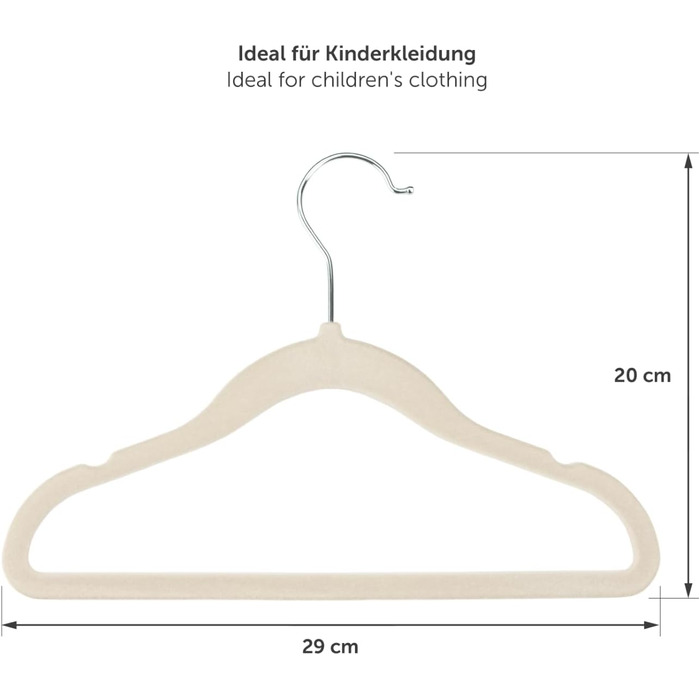 50 шт. дитячі вішалки для одягу Laleni з оксамитовим покриттям - обертаються на 360° - неслизькі, білі, слонова кістка