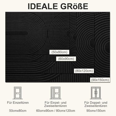 Килимок вхідний FEOMOS 60x90 см, протиковзний вологопоглинаючий килим для дому, передпокою та кухні, чорний