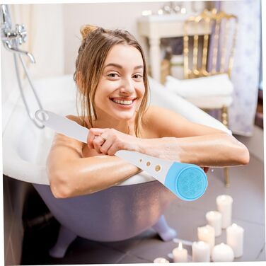 Minkissy 1-Piece Bath Brush Body Cleaning Brush Rotating Exfoliating Brush Facial Washing Brush Massage Brush Electric Shower Brush Massage Brush for the Back Bath Accessories Abs Blue (43X9X3CM)