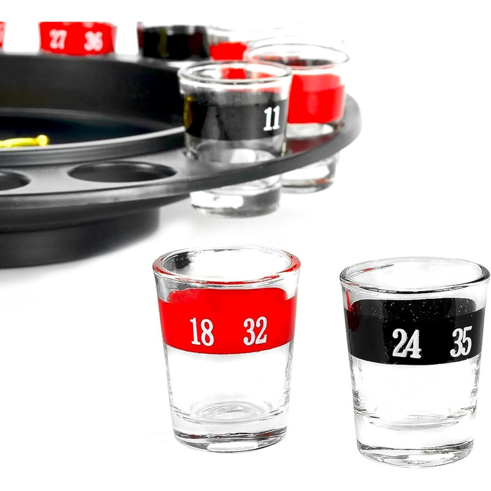 Рулетка для пиття Shot Glass Roulette набір 16 предметів, пластик, червоно-чорний