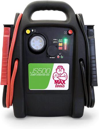Бустер для авто MAXTOOLS JS500 2200A 22Ah — Пусковий пристрій (Jump Starter) для 12V дизельних та бензинових двигунів, Powerbank з LED-ліхтарем та USB
