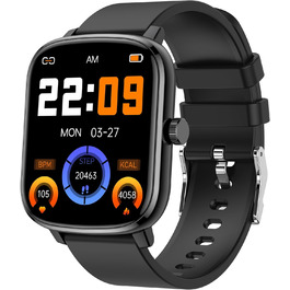 Смарт-годинник KALINCO для дітей та чоловіків, 1.69” з моніторингом серцевого ритму, сну, крокоміра та сповіщеннями про дзвінки/повідомлення. Чорний