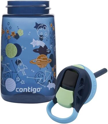 Contigo Kinder Easy Clean Autospout Sippy Cup with Straw, BPA-Free Durable Water Bottle, 100% Leak-Proof, Easy to Clean, Ideal for Daycare, Preschool, School, and Sports, 420 ml (Blueberry Cosmos, Plastic)