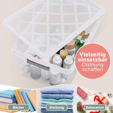 Blumtal Storage Box with Lid 32L Made of Plastic - Storage Boxes 36.5x36x26.5 cm - Storage Boxes Made of 100% New Material with Closure Clips - Storage Boxes with Lid (40 Liter, 4-Piece Set)
