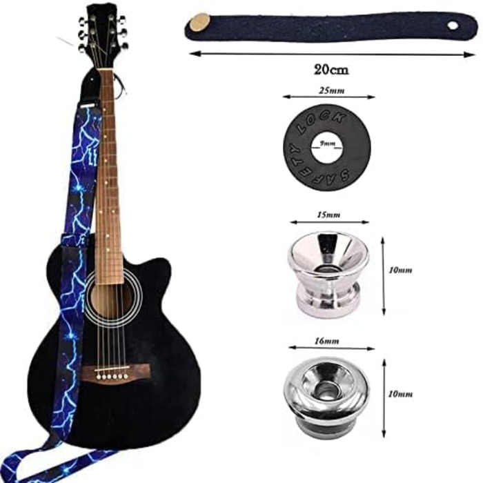 Гітарний ремінь BetterJonny: регульований ремінь для електрогітари, акустичної гітари та бас-гітари з шкіряними кінцями та відділенням для медіатора